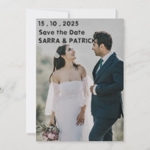 Faire-part de mariage moderne minimaliste noir et
