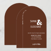 Faire-part de mariage moderne Mocha Brown Arch (Devant / Derrière)