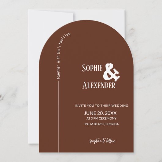 Faire-part de mariage moderne Mocha Brown Arch (Devant)