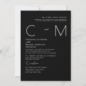 Faire-part de mariage moderne monochrome avec mono (Devant)
