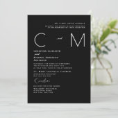 Faire-part de mariage moderne monochrome avec mono (Debout devant)