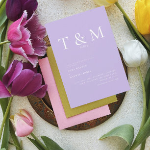 Faire-part de Mariage Moderne Monogramme Lilas San