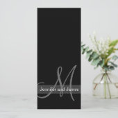 Faire-part de mariage moderne Monogramme noir blan (Debout devant)