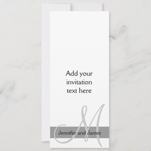 Faire-part de mariage moderne Monogramme noir blan (Dos)