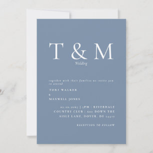 Faire-part de mariage moderne Monogramme Pervenche
