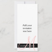 Faire-part de mariage moderne Monogramme rose noir (Dos)