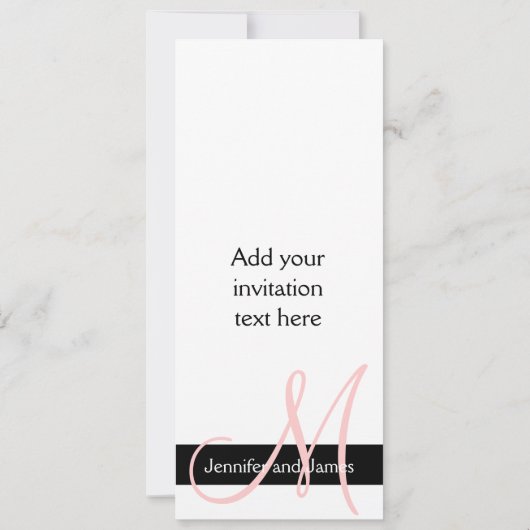 Faire-part de mariage moderne Monogramme rose noir (Dos)