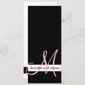 Faire-part de mariage moderne Monogramme rose noir (Devant / Derrière)