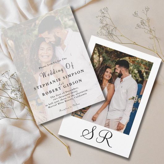 Faire-part de Mariage Moderne Monogramme Simple av