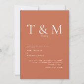 Faire-part de mariage moderne Monogramme Terracott (Devant)