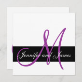 Faire-part de mariage moderne Monogramme violet (Devant / Derrière)