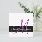 Faire-part de mariage moderne Monogramme violet (Debout devant)