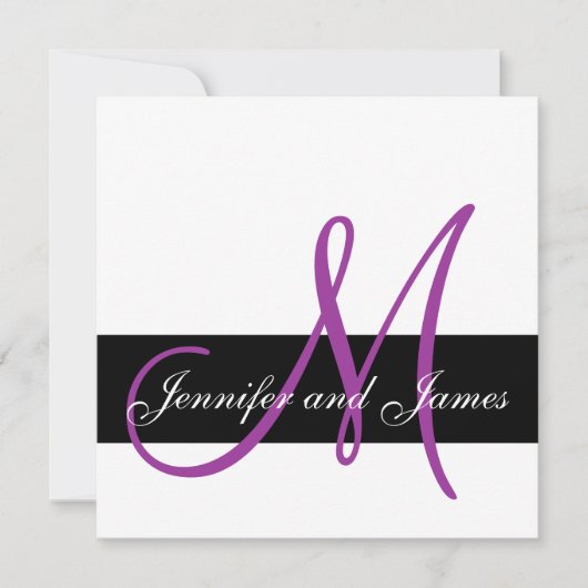 Faire-part de mariage moderne Monogramme violet (Devant)