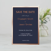 Faire-part de mariage moderne Navy avec bordure do (Debout devant)