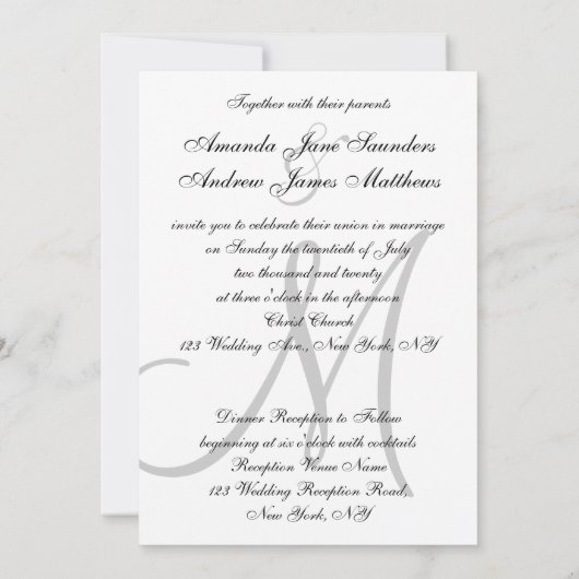 Faire-part de mariage moderne noir blanc (Dos)