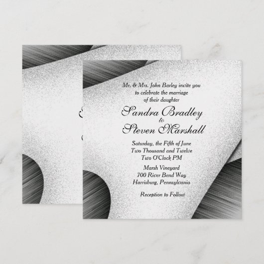 Faire-part de mariage moderne noir et blanc (Devant / Derrière)