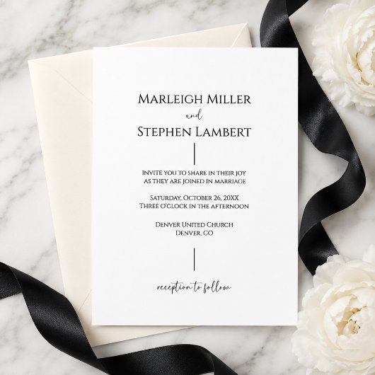 Faire-part de mariage moderne noir et blanc