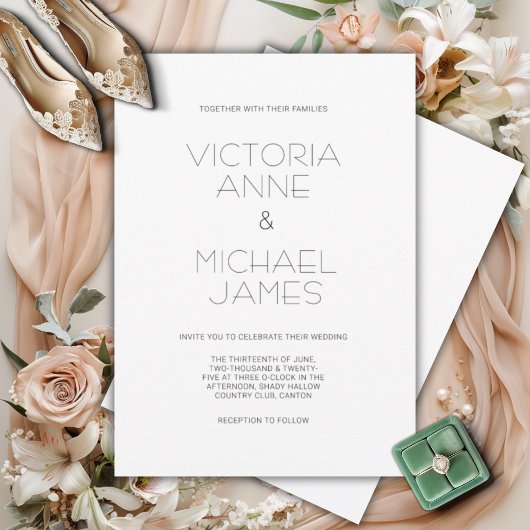 Faire-part de mariage moderne noir et blanc