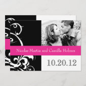 Faire-part de mariage moderne noir et blanc (Devant / Derrière)