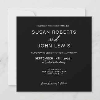 Faire-part de mariage moderne noir et blanc