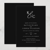Faire-Part de Mariage Moderne Noir et Blanc (Devant / Derrière)