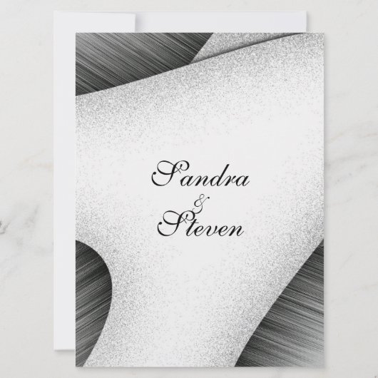 Faire-part de mariage moderne noir et blanc (Dos)