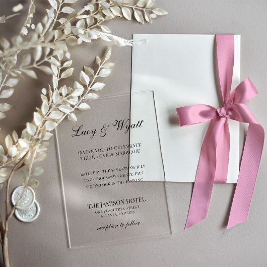 Faire-part de mariage moderne noir et blanc script