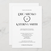 Faire-Part de Mariage Moderne Noir et Blanc Style  (Devant / Derrière)