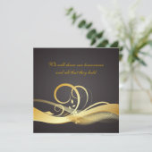 Faire-part de mariage moderne noir et or (Debout devant)