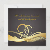Faire-part de mariage moderne noir et or (Devant)
