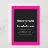 Faire-part de mariage moderne noir et rose (Devant)