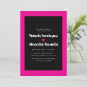 Faire-part de mariage moderne noir et rose (Debout devant)