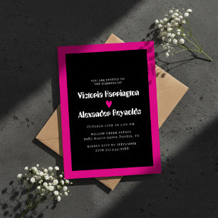 Faire-part de mariage moderne noir et rose