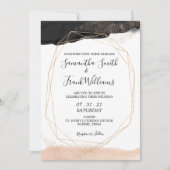 Faire-part de mariage moderne noir et rose blush (Devant)