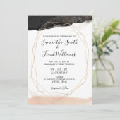 Faire-part de mariage moderne noir et rose blush (Debout devant)