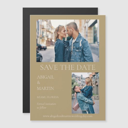 Faire-part de mariage moderne or Date de sauvegard (Devant / Derrière)