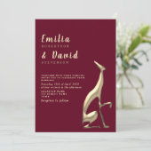 Faire-part de mariage moderne or et bordeaux (Debout devant)