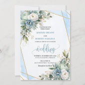 Faire-part de mariage moderne Pastel Blue Gold Peo (Devant)