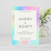 Faire-part de mariage moderne Pastel Rainbow (Debout devant)
