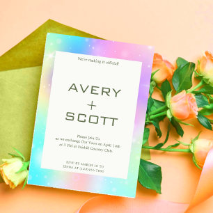 Faire-part de mariage moderne Pastel Rainbow