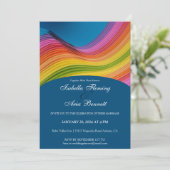 Faire-part de mariage moderne Rainbow Wave (Debout devant)