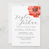Faire-part de mariage moderne Red Poppy | Floral | (Devant)