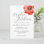 Faire-part de mariage moderne Red Poppy | Floral | (Debout devant)