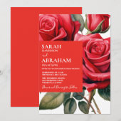 Faire-part de mariage moderne Red Roses (Devant / Derrière)