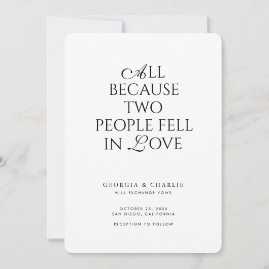 Faire-Part de Mariage Moderne Romantique Typograph (Devant)