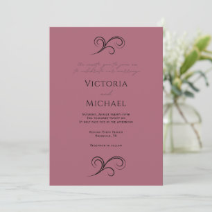 Faire-part de mariage moderne rose