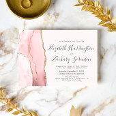 Faire-part de mariage moderne rose blush or agate