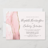 Faire-part de mariage moderne rose blush or agate (Devant)