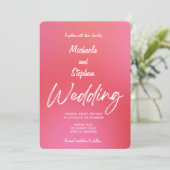 Faire-part de mariage moderne rose et orange couch (Debout devant)