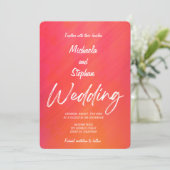 Faire-part de mariage moderne rose et orange couch (Debout devant)
